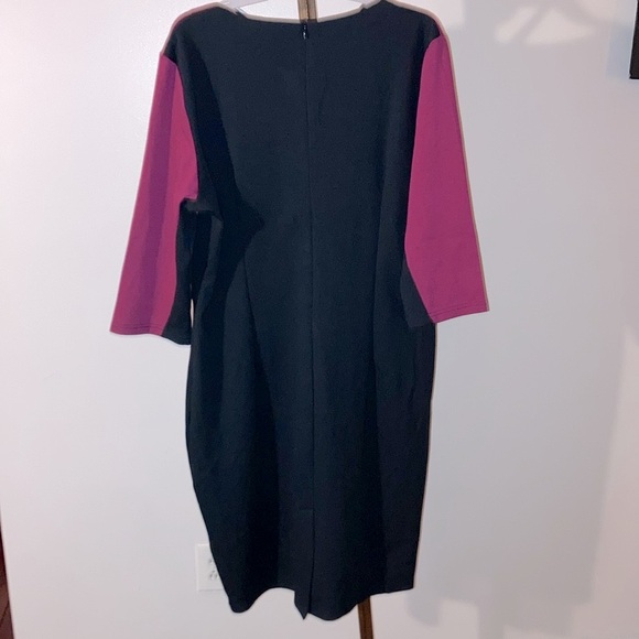 NWT Homeyee | Women’s Fushia/Black Stretch Tunic Pencil Sheath Dress - Size 16 - Picture 3 of 15